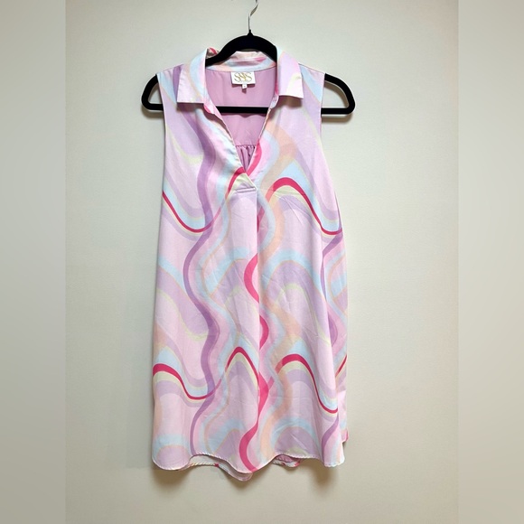 SSYS The Elise Collared Sleeveless Dress in Pastel Swirl size Small - Picture 4 of 9